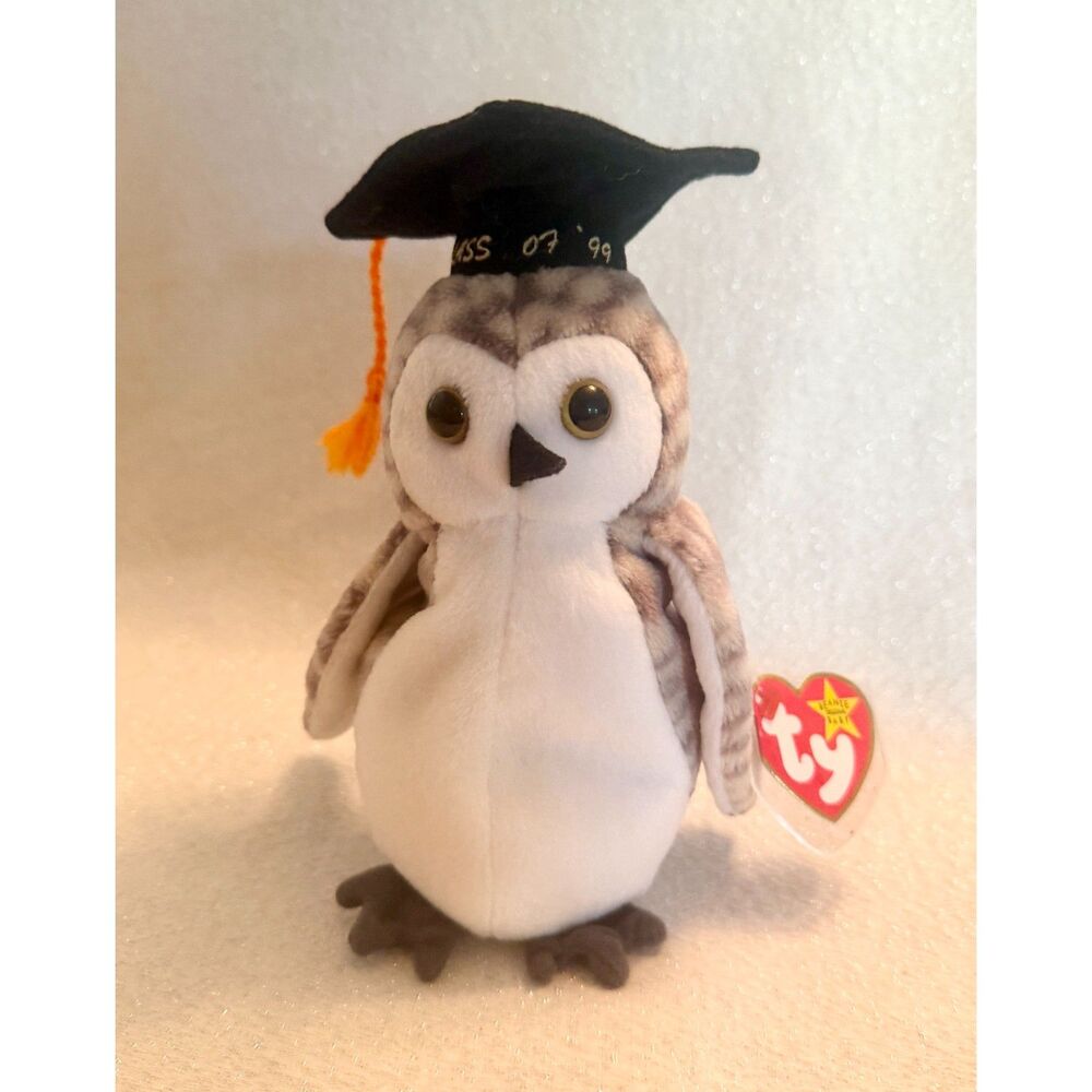 TY Beanie Baby "Wiser" the Owl Graduating Class of 1999 RARE!